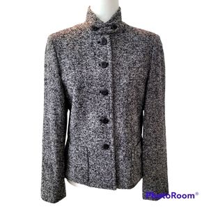 NWOT Petite Sophisticate Single-Breasted Blk/Wht Tweed Jacket sz 8